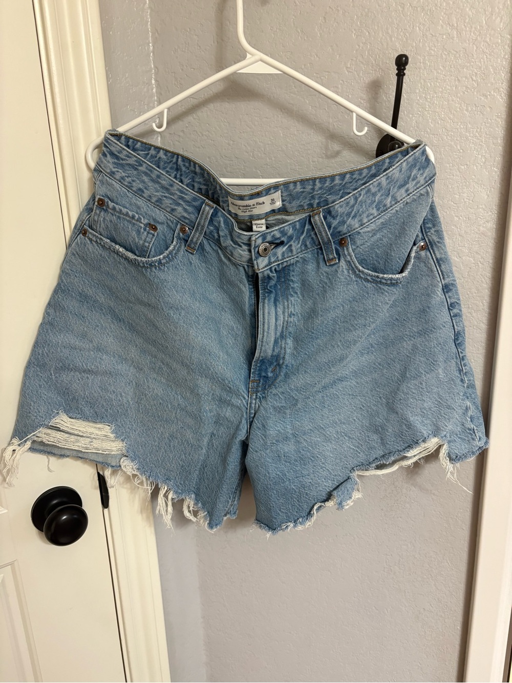 Abercrombie & Fitch Light Blue Distressed Denim Cutoff Shorts